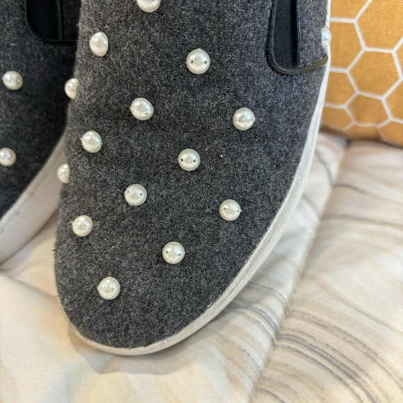 Michael Kors Keaton slip-on gray flannel slip pearl embellished loafers size 6.5 - Picture 6 of 10